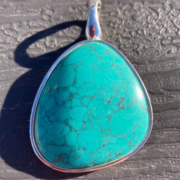 Premier Designs Jewelry - Premier Designs Cabo Pendant Vintage faux Turquoise Silvertone 2” long